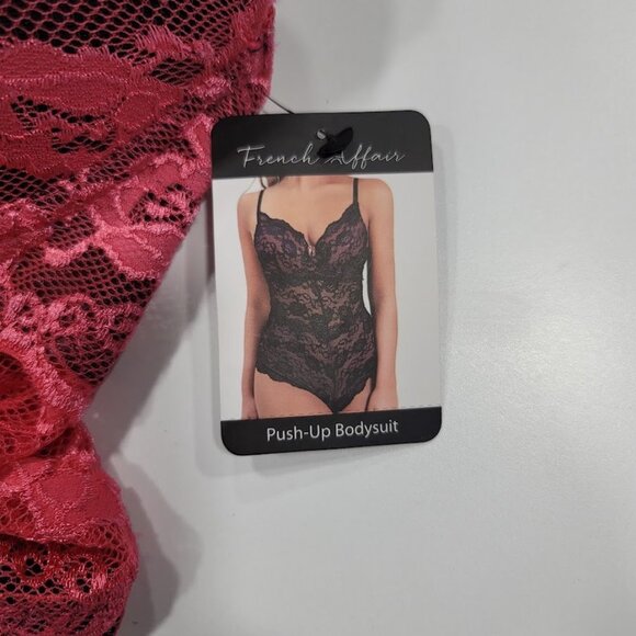 French Affair Floral Pink Lace Push-up Bodysuit Lingerie Sz Large - Picture 11 of 16